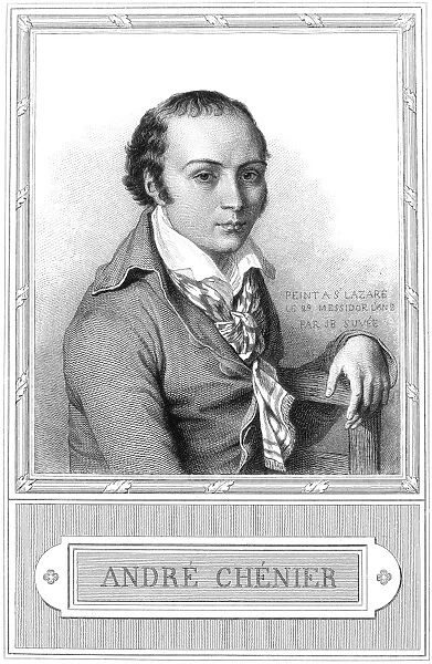 ANDR├ë MARIE de CH├ëNIER (1762-1794). French poet. Line engraving after a portrait by Joseph-Benoit Suv