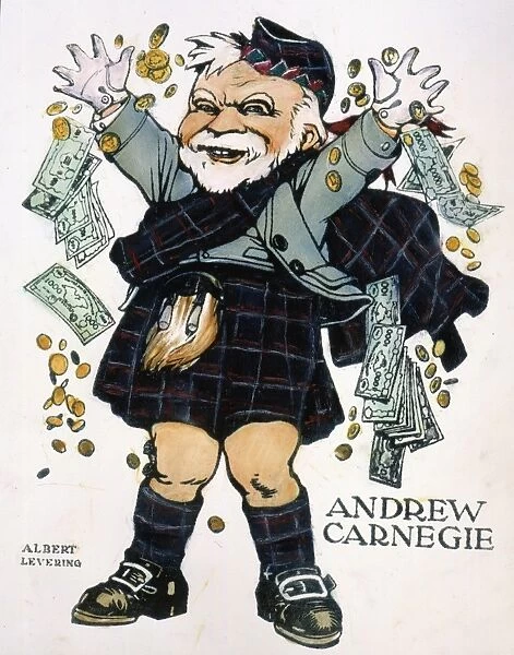 ANDREW CARNEGIE (1835-1919). American industrialist and humanitarian. Carcicature
