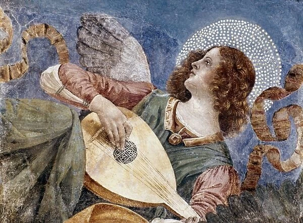 ANGEL WITH A LUTE. Fragment of a fresco, c1481, by Melozzo da Forli