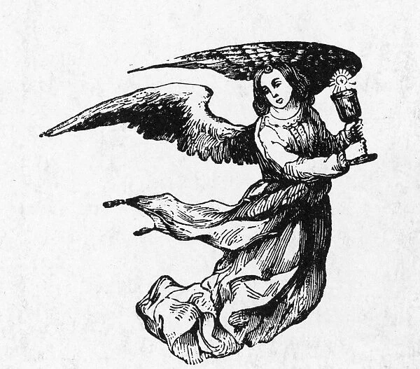 ANGEL. Wood engraving, American, 19th century
