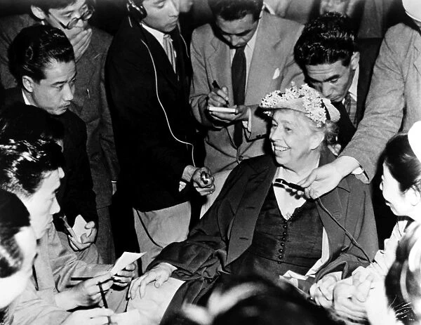 ANNA ELEANOR ROOSEVELT (1884-1962). Wife of Franklin Delano Roosevelt. Roosevelt with reporters while First Lady, c1940