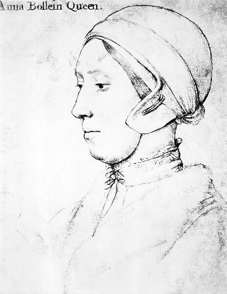 ANNE BOLEYN (1507-1536). Second wife of King Henry VIII of England. Drawing, c1535