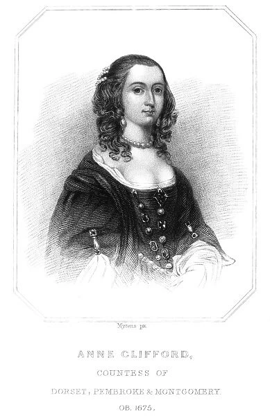 ANNE CLIFFORD (1590-1676). Countess of Dorset, Pembroke, and Montgomery. Stipple engraving, 19th century