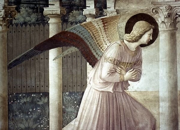 THE ANNUNCIATION. Fra Angelico: Archangel Gabriel, detail from Annunciation. Fresco