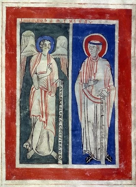THE ANNUNCIATION. South German Psalter illumination, late 12th century