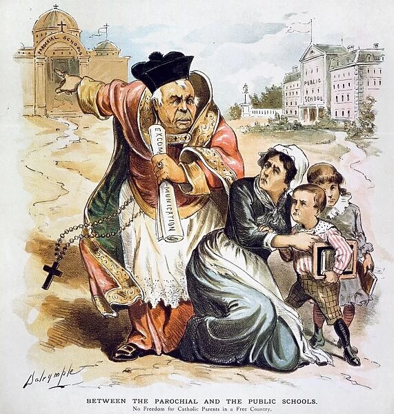 ANTI-CATHOLIC CARTOON, 1889. An American cartoon by Louis Dalrymple expressing
