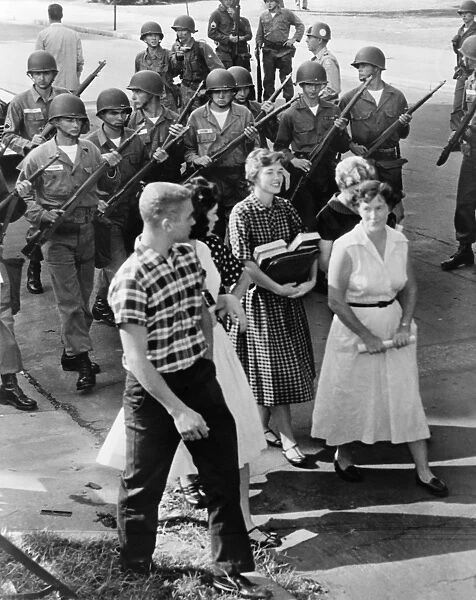 ANTI-INTEGRATION, 1957. A walkout of white students at Central High School in Little Rock
