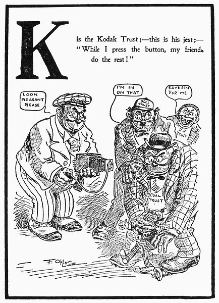 ANTI-TRUST CARTOON, 1902. The Kodak trust and its friends, the coal, beef, and railroad trusts
