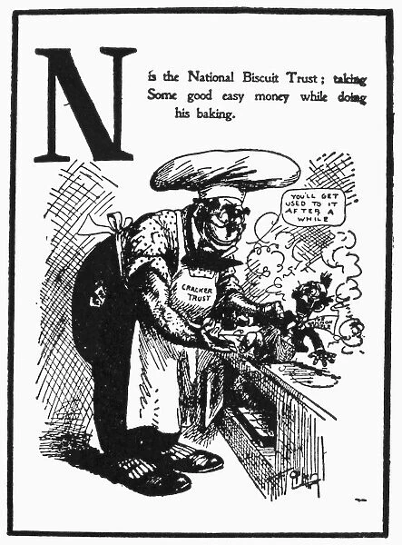 ANTI-TRUST CARTOON, 1902. The National Biscuit trust satirized in a cartoon