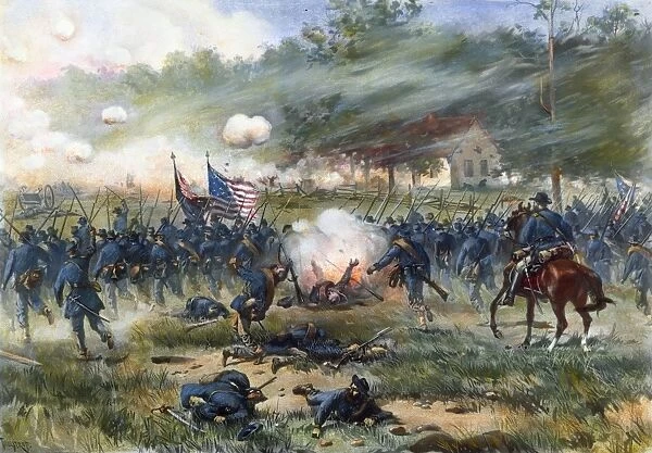 ANTIETAM CAMPAIGN, 1862. The Antietam Campaign, September-October 1862. Lithograph, 1882, after the painting by Thure Thulstrup (1848-1930)
