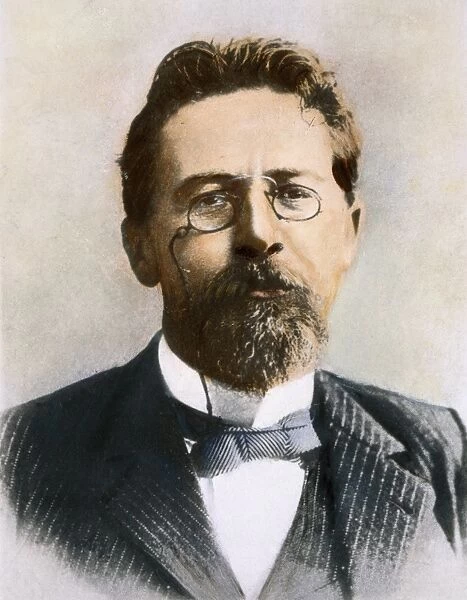 ANTON CHEKHOV (1860-1904). Russian playwright and writer. Oil over a photograph
