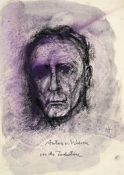 ANTON VON WEBERN (1883-1945). Austrian composer. Sketch for a painting, c1927, by Hildegard Jone