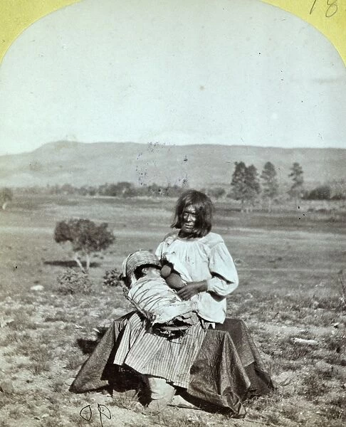APACHE MOTHER, c1873. An Apache woman and child. Photograph by Timothy O Sullivan