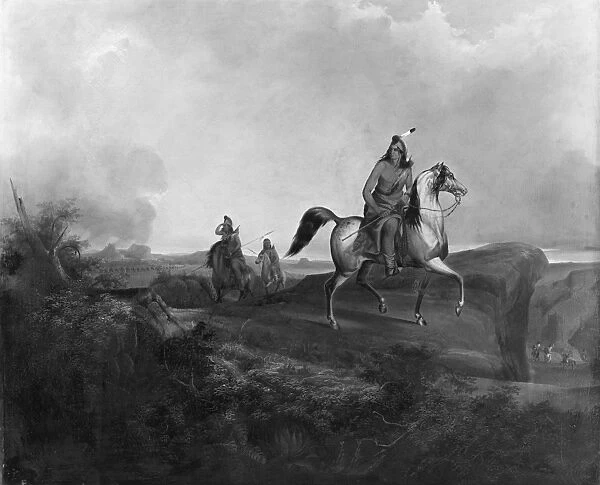 APACHE WARRIOR, 1846. Black Knife, an Apache warrior, riding on horseback in the