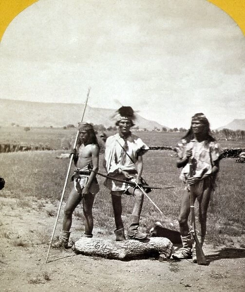 APACHE WARRIORS, c1873. A group of Coyotero Apache warriors, near Camp Apache, Arizona