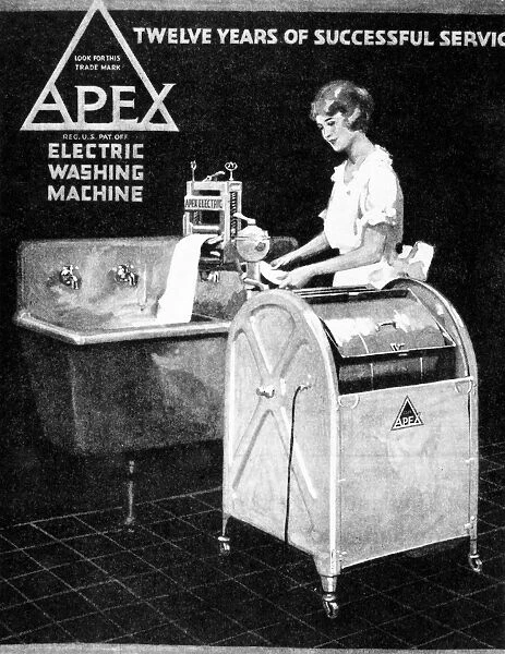 APEX WASHING MACHINE, 1920. Detail of an advertisement for Apex Electric Washing