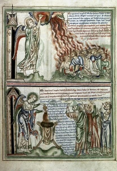 APOCALYPSE. St. Johns visions of the fourth angel (top) & fifth angel (bottom)