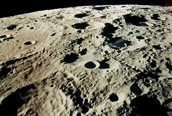 APOLLO 15: MOON, 1971. Oblique view of the Moons farside from command module in orbit, 1971