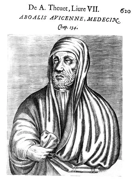 Arab physician and philosopher. Line engraving, French, 1584