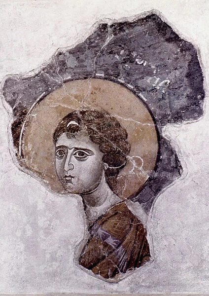 ARCHANGEL GABRIEL. Fragment of a Macedonian fresco, 12th-13th century