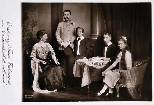 ARCHDUKE FRANZ FERDINAND of Austria with his family in Vienna in 1913