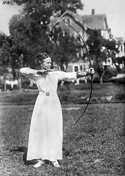ARCHERY, c1915. Mrs. Louis C. Smith, wife of the American archer