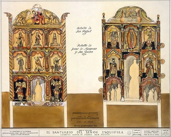 Architectural drawing for the retablo in El Santuario de Chimay├│ in Chimay├│, New Mexico, built in 1816