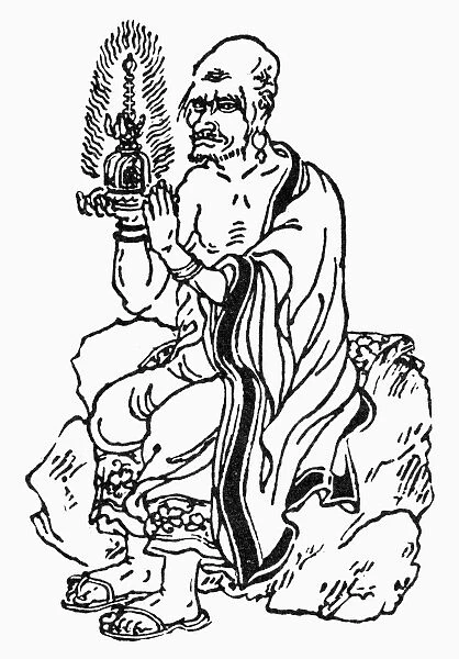 An arhat, or one that has attained enlightenment. Line engraving