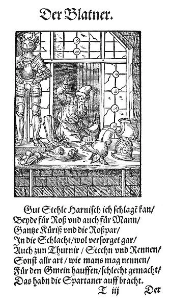 ARMORER, 1568. Woodcut, 1568, by Jost Amman