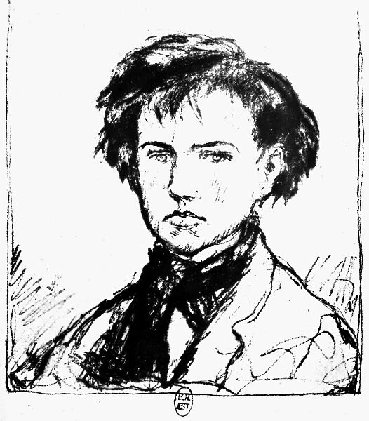 ARTHUR RIMBAUD (1854-1891). French poet. Drawing, 19th century, by Coussins
