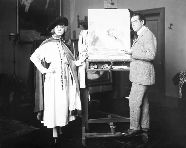 ARTIST AND MODEL, c1905. American actress Beatrice Swanson in the studio of painter