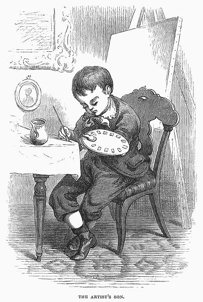 ARTISTs SON. The son of American artist David Hunter Strother. Wood engraving, American, 1876, after an illustration by Strother (known as Porte Crayon)