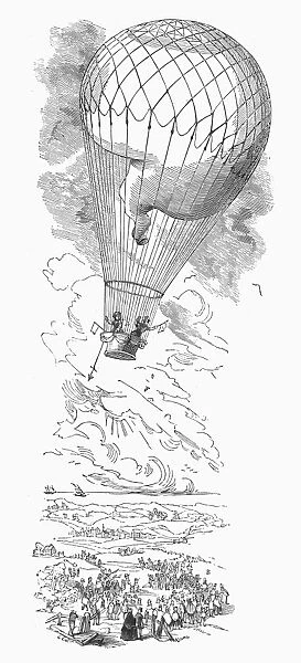 Ascent of a hot air balloon, 19th century