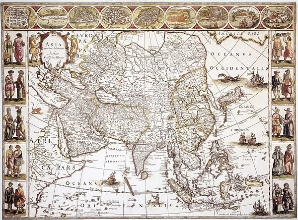 ASIA: MAP, c1618. Engraved map of Asia published in Amsterdam by Willem Blaeu, circa 1618