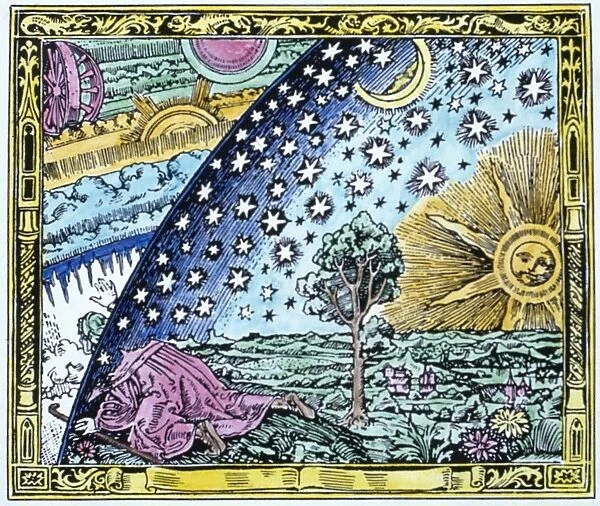 ASTRONOMER, 1530. An astronomer trying to discover the secrets behind the Milky Way. Swiss or German woodcut, 1530
