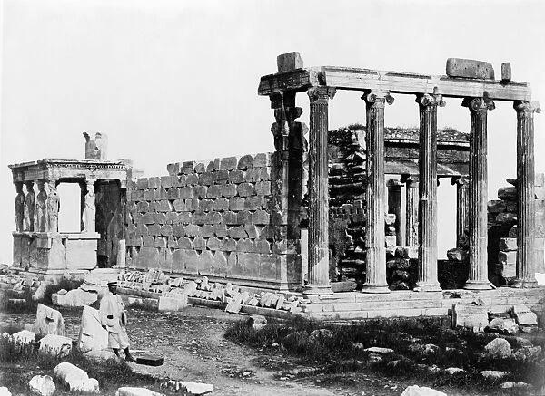ATHENS: ERECHTHEION. View of the Erechtheion on the Acropolis in Athens, Greece