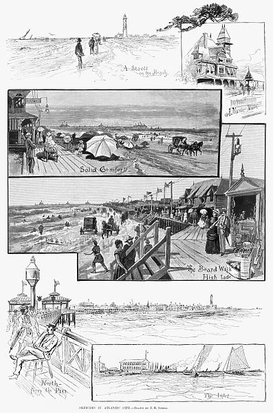 ATLANTIC CITY, 1883. Sketches in Atlantic City. Engraving, 1883