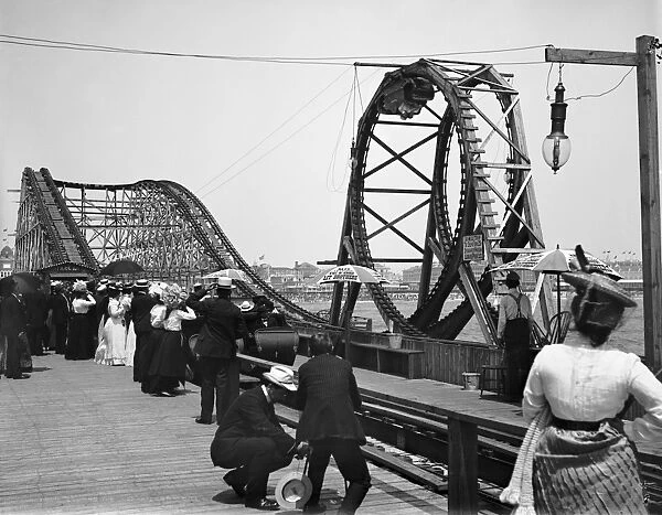 ATLANTIC CITY, c1901. The roller coaster, known as Loop-the-Loop, on the waterfront in Atlantic City, New Jersey. Photograph, 1901
