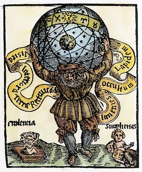 ATLAS HOLDING UP HEAVENS. Atlas, the titan condemned by Zeus to uphold the heavens