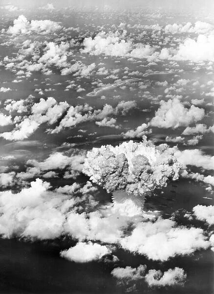 ATOMIC BOMB TEST, 1946. American atomic bomb test at Bikini Atoll in the Pacific Ocean