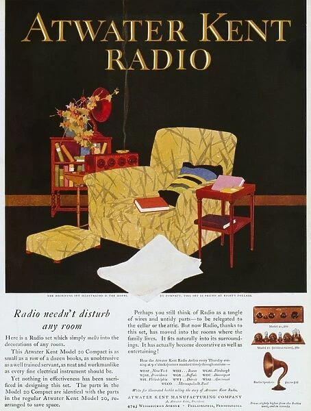 ATWATER KENT RADIO AD, 1925. American magazine advertisement for the Atwater Kent radio