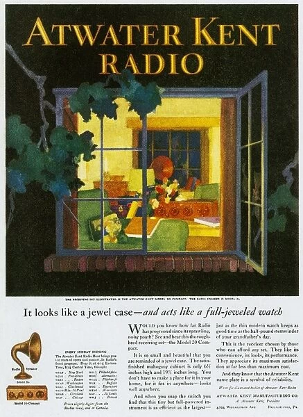 ATWATER KENT RADIO AD, 1926. American magazine advertisement for the Atwater Kent radio