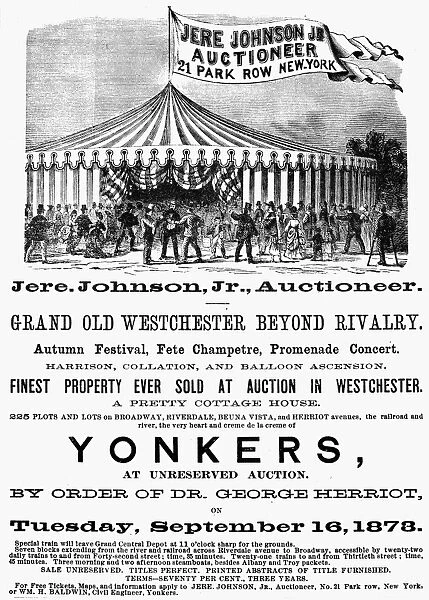 AUCTION ADVERTISEMENT. An auction advertisement from a New York newspaper of 1873