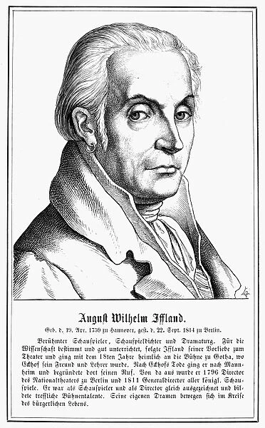 AUGUST WILHELM IFFLAND (1759-1814). German actor, director, and dramatist. Line engraving, German, 19th century