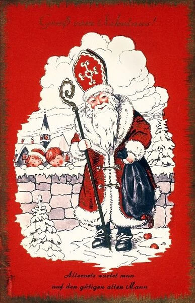 AUSTRIAN CHRISTMAS CARD. Late 19th century