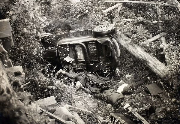 AUTOMOBILE ACCIDENT, c1920. Three dead men following a drunk-driving accident in Washington State