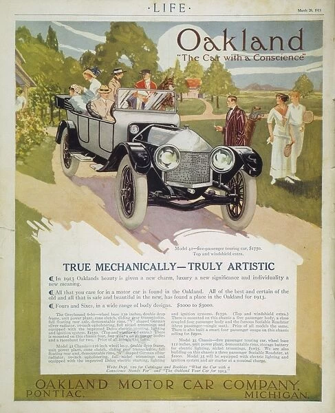 AUTOMOBILE AD, 1913. Oakland automobile advertisement from an American magazine of 1913