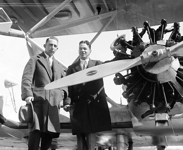 AVIATORS, 1927. American aviators Noel Davis and Stanton H