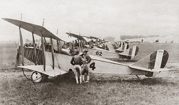 Aviators at an American airfield during World War I. Photograph, c1917
