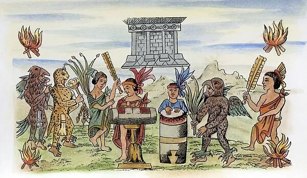 AZTEC MUSICIANS, 1440. Aztec musicians celebrating the accession to the throne